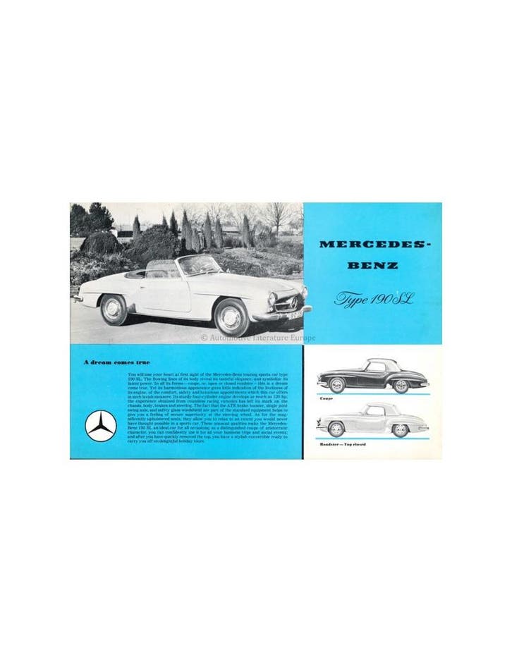 1959 MERCEDES BENZ 190 SL LEAFLET ENGELS USA, Boeken, Auto's | Folders en Tijdschriften, Ophalen of Verzenden