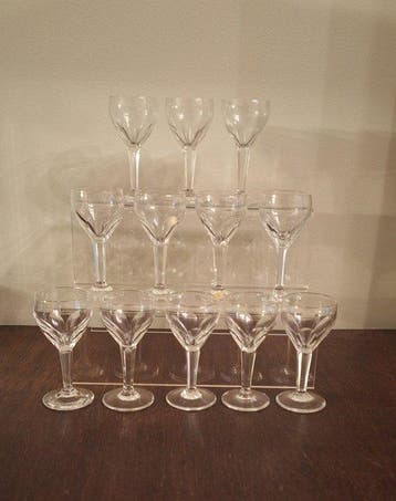 Verreries Doyen - Drinkset (12) - Art-Deco Likeurkelken, Antiek en Kunst