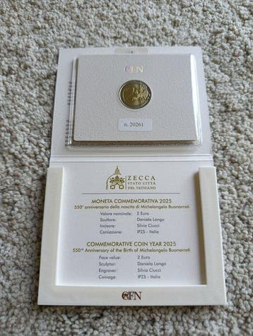 Vatican. 2 Euro 2025 Michelangelo (Sans prix de réserve), Postzegels en Munten