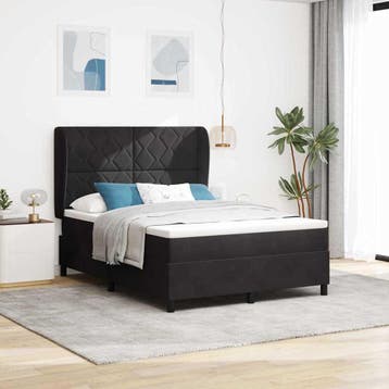 vidaXL Boxspring bed met hoofdeinde Zwart 200 x 160 cm, Verzenden, Nieuw