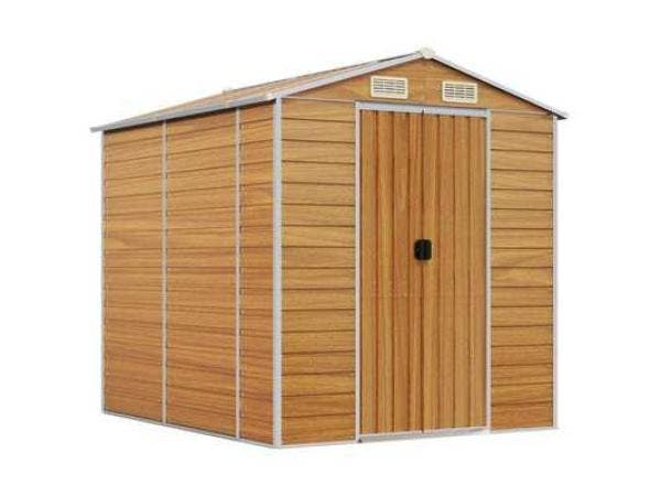 Veiling - VidaXL metalen tuinschuur houtlook 215x191x198cm, Jardin & Terrasse, Abris de jardin