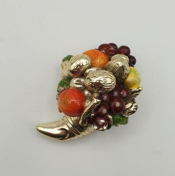 Cornucopia rivestita in Argento 925 e smalti - Figuur - .925, Antiek en Kunst, Antiek | Zilver en Goud