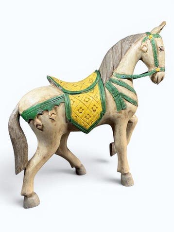 Sculpture, Handcarved Hardwood Horse - 47 cm - Bois