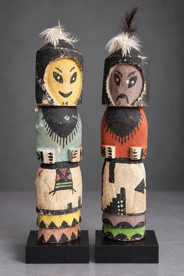 Prachtig paar beeldjes van Hopi-Kachina-poppen - Paar