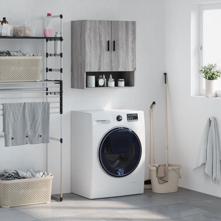 vidaXL Wandkast 60x31x70 cm bewerkt hout grijs sonoma, Huis en Inrichting, Kasten | Overige, Nieuw, Verzenden