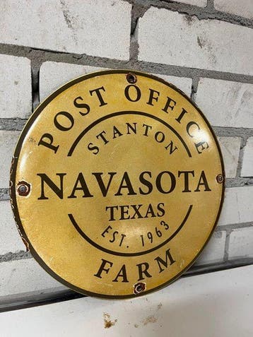 Navasota Texas Post Office Farm – Rond Emaille Reclamebord –