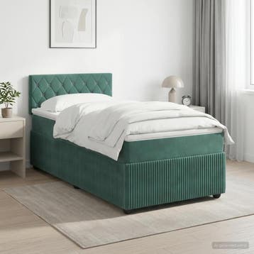 vidaXL Boxspringbed met matras Donkergroen 90 x 200 cm, Verzenden