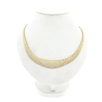 Tricolor gouden panterschakel collier (Schakelarmband), Handtassen en Accessoires, Armbanden, Ophalen of Verzenden, Gebruikt, Goud
