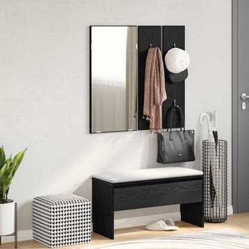 vidaXL Halmeubelset 4 st Zwart Eiken 80 x 30,5 x 40 cm, Verzenden, Nieuw