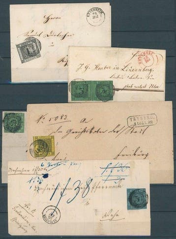 Baden 1853/1858 - Volledig complete tweede en derde uitgave, Gestempeld
