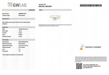 Zonder minimumprijs - Ring - 14 karaat Geel goud - 0.72ct., Nieuw