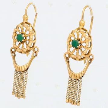 Oorbellen - 18 karaat Geel goud - Smaragd, Handtassen en Accessoires, Oorbellen, Nieuw
