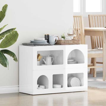 vidaXL Dressoir ELST Hoogglans wit 80.5 x 35 x 59 cm Bewerkt, Huis en Inrichting, Verzenden, Nieuw