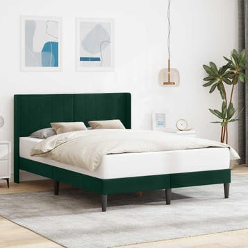 vidaXL Bedframe met hoofdeinde Donkergroen 140 x 200 cm, Verzenden