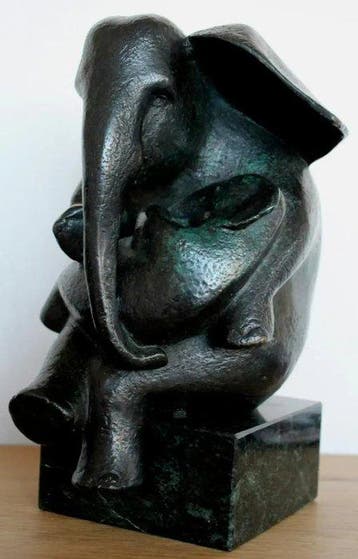 Miep Maarse (1945) - Beeld, Olifant - 24 cm - Gepatineerd, Antiek en Kunst