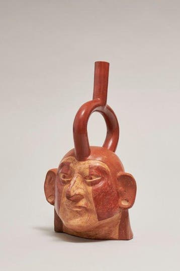 Precolumbiaans. Moche Schitterende keramische portretvaas
