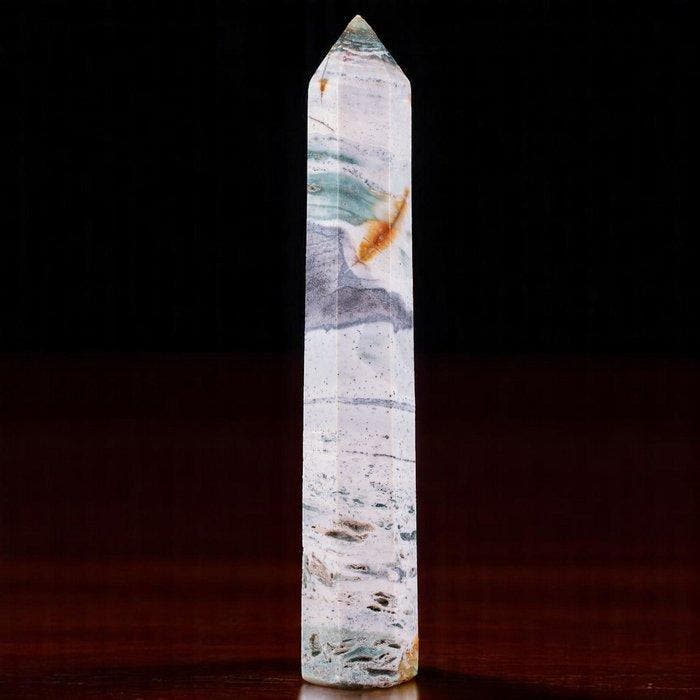 Gepolijste Wave Jasper Obelisk – Madagaskar - Hoogte: 230 mm, Verzamelen, Mineralen en Fossielen