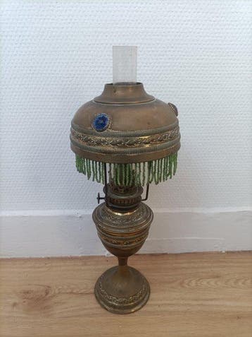 Petroleumlamp - Glas, Messing - Einde van de negentiende