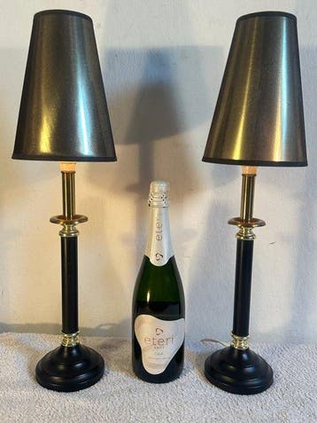 Tafellamp (2) - Luxe Diner Lamp - Messing, Staal, Textiel -