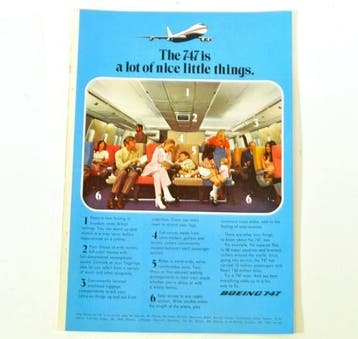 Vintage Boeing 747 – reclame uit 1971, Collections, Verzenden