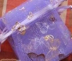 Cadeauzakje giftbag Organza Golden Butterfly Lila 7x9 cm
