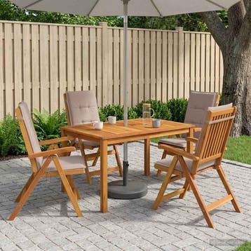 vidaXL 5-delige tuin eetset Naturel Massief Acacia Hout, Verzenden