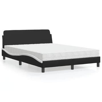 vidaXL Bed met matras Dover kunstleer zwart en wit 140x200, Huis en Inrichting, Verzenden, Nieuw