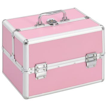vidaXL Make-up koffer 22x30x21 cm aluminium roze, Handtassen en Accessoires, Toilettassen, Verzenden, Nieuw