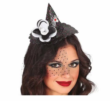 Zwarte Halloween Haarband Mini Heksenhoed, Verzenden, Nieuw