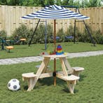 vidaXL Picknicktafel voor 4 kinderen met parasol rond, Verzenden