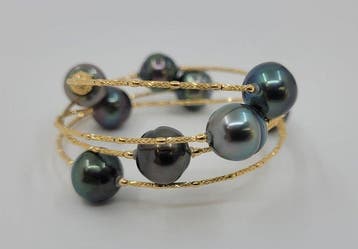 Armband - 18 karaat Geel goud, 10x11 mm pauwengroene, Nieuw