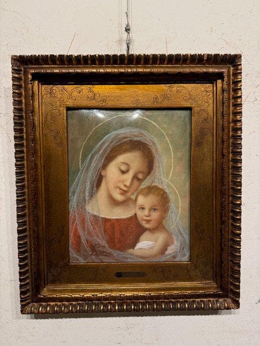 Luigi Fiori (XX) - Madonna con Bambino, Antiquités & Art, Art | Peinture | Classique