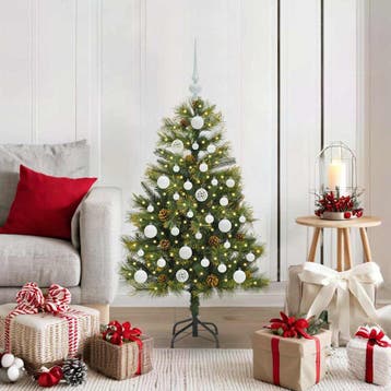 vidaXL Kunstmatige Scharnierende Kerstboom met Kegels Groen, Verzenden