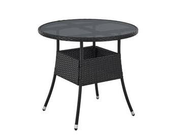 Veiling - Polyrotan Tuintafel - Rond - 80 cm - Zwart