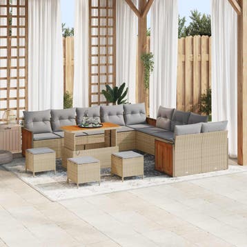 vidaXL Tuinbank Set 14 st 14-Aantal zitplaatsen Beige en, Tuin en Terras, Verzenden, Nieuw