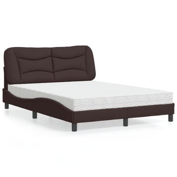 vidaXL Bed met matras Hvar stof donkerbruin 120x200 cm, Verzenden, Nieuw