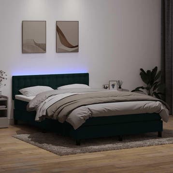 vidaXL Boxspring met matras en LED fluweel donkergroen, Verzenden, Nieuw