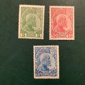 Liechtenstein 1912 - Eerste emissie op Y papier - MNH -, Gestempeld