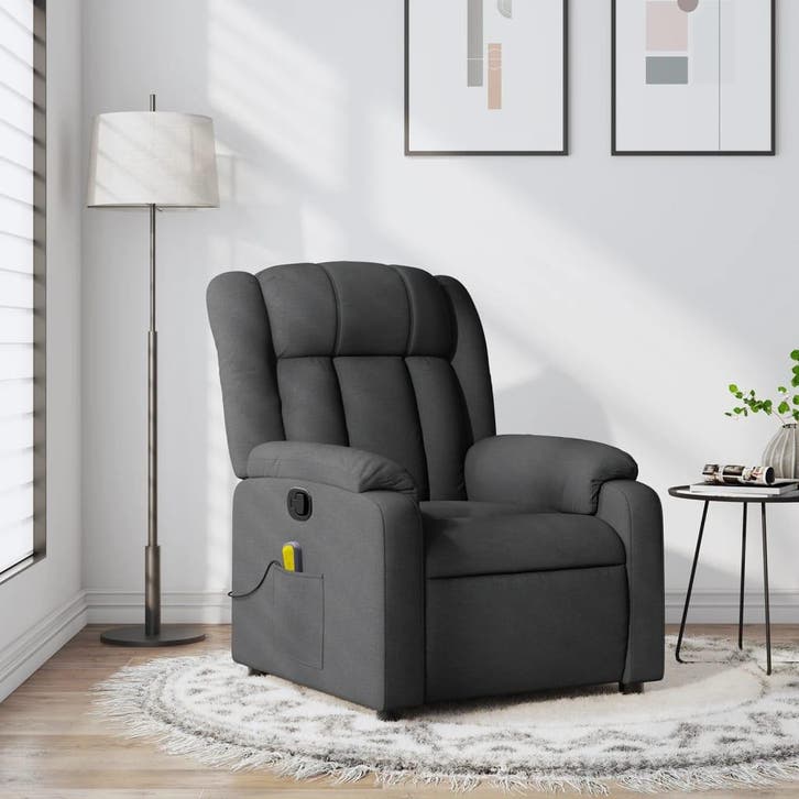 vidaXL Massagestoel in donkergrijze stof, Maison & Meubles, Fauteuils, Envoi