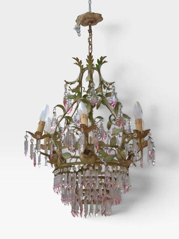 Kroonluchter - IJzer, Kristal, Glas, Plastic - Hanglamp met