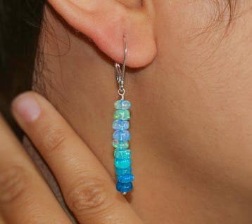 Zilver - Oorbellen - Paraíba blauwkleurige opalen, Verzamelen