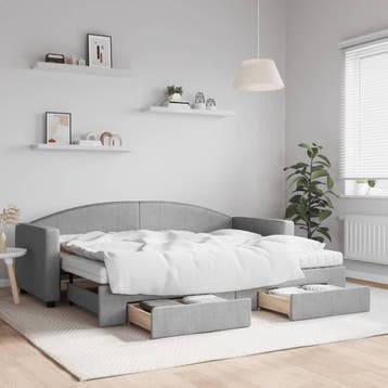 vidaXL Slaapbank met onderschuifbed en lades 80x200 cm stof, Verzenden, Nieuw