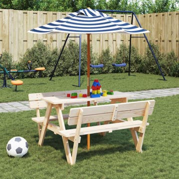 vidaXL Parasol voor kinderen met houten paal Ø120x140 cm, Verzenden