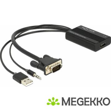 Delock 62597 VGA-naar-HDMI-adapter met audio, Computers en Software, Verzenden, Nieuw