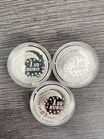 Frankrijk. 1 1/2 Euro 2005 Hello Kitty (3 coins) Proof