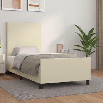 vidaXL Bedframe met hoofdbord kunstleer crèmekleurig 80x200, Verzenden, Nieuw