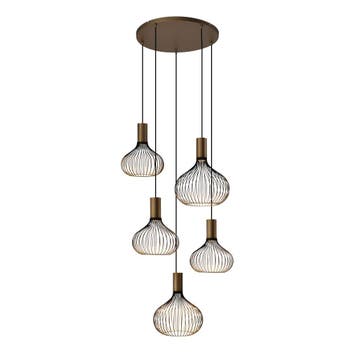 Moderne Hanglampen Isabel 5-lichts Hanglamp Zacht Brons, Verzenden, Nieuw