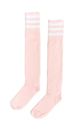 KIMU® Sokken Lichtroze Witte Strepen 36-41 Dames Heren Unise, Ophalen of Verzenden, Nieuw