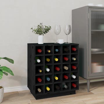 vidaXL Wijnkast 55,5x34x61 cm massief grenenhout zwart, Huis en Inrichting, Verzenden, Nieuw