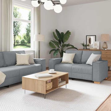 vidaXL bank / zetel 3 st Lichtgrijs Linnenmix Stoffen, Verzenden, Nieuw